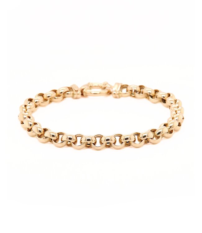 Monzario14k geelgouden armband jasseron 7mm 20cm.