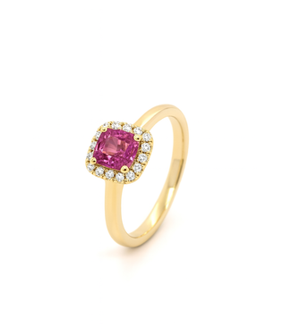 ROEMER ROEMER ring 14k geelgoud met saffier 1,01ct en diamant 0,11ct 55