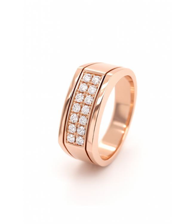 Roemer herenring Rosegoud 14k met diamant  0.70ct
