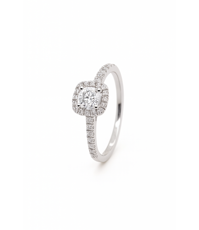 ROEMER ring 18k witgoud cushion met diamant 0.51ct 53