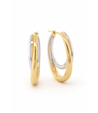 ROEMER ROEMER oorringen 18k geel/wit goud ovale doppio