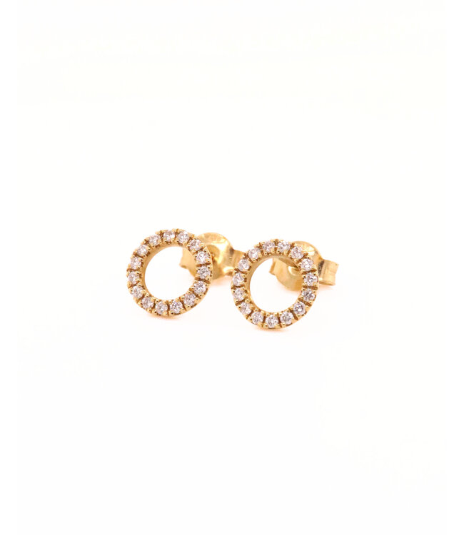 ROEMER 18k geelgouden oorstekers Cirkel met diamant (0.25ct