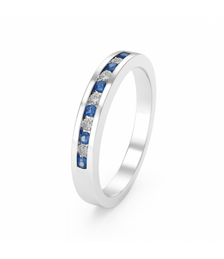 ROEMER Roemer ring 18k witgoud met saffier en diamant maat 54 ROEMER Roemer ring 18k witgoud met saffier en diamant maat 54