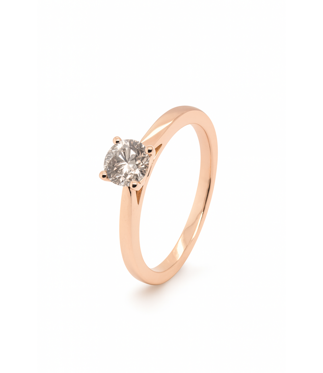 Tomylo Ring 14k roségoud LAB grown diamant 0.50ct Fancy Brown maat 52