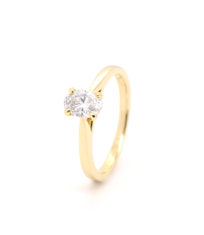Tomylo Ring 14k geelgoud LAB Grown Oval diamant 0.64ct maat 56