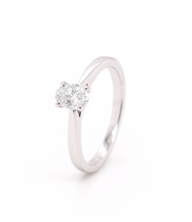Tomylo Ring 14k witgoud LAB Grown Oval diamant 0.63ct maat 53