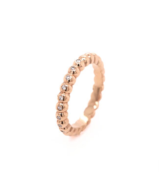 ROEMER by Bregje ROEMER by Bregje  14K  rosegouden ring met bolletjes en 0.10ct diamant