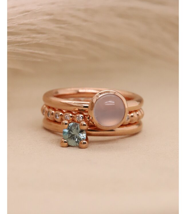 ROEMER by Bregje ring Single Bubble Mini 18K roségoud met Chalcedoon