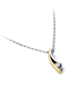 R&C R&C Bicolor gouden hanger Victoire 14k met 0.10ct briljant HAN0038SIR010