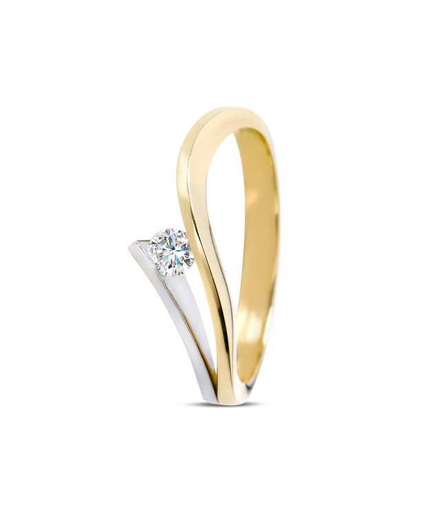 R&C Bicolor gouden ring Victoire 0,10ct maat 19.5