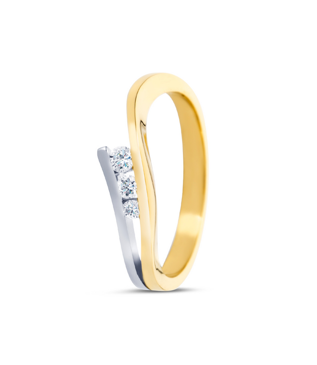 R&C Bicolor gouden ring Victoire 0,20ct maat 17