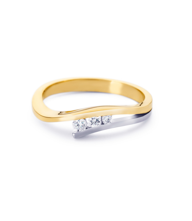 R&C Bicolor gouden ring Victoire 0,20ct maat 17
