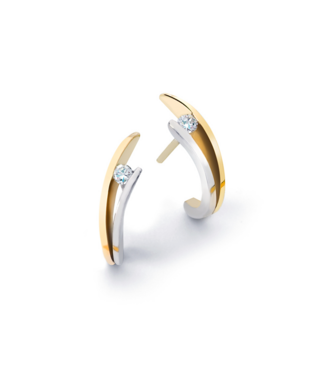R&C R&C Bicolor gouden oorknoppen Victoire met briljant 0.05ct OOR0038SIR005
