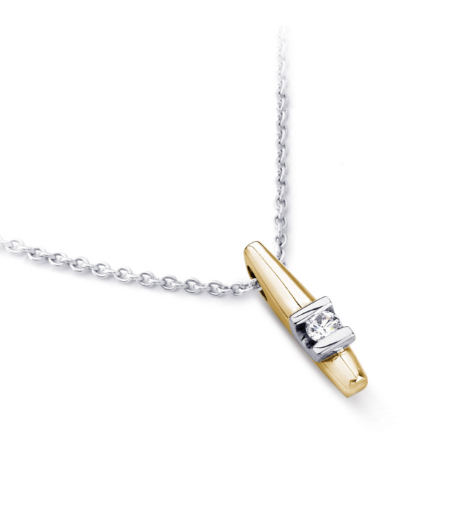 R&C hanger Camille geel/witgoud 14k met briljant 0.10ct.