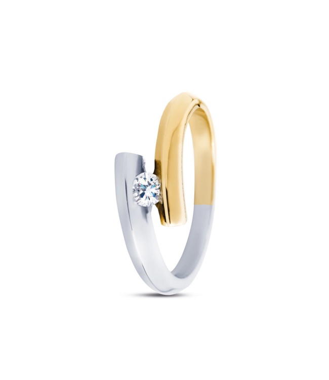 R&C Bicolor gouden ring Penelope met diamant 0.07ct