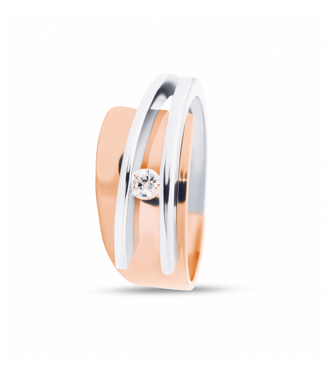 R&C R&C Bicolor gouden ring Galla met 0.08ct
