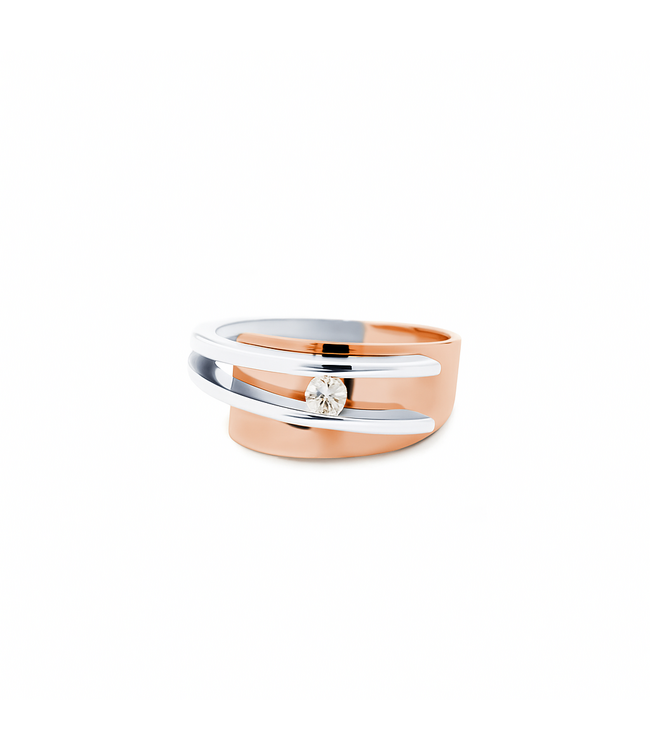R&C Bicolor gouden ring Galla met 0.08ct
