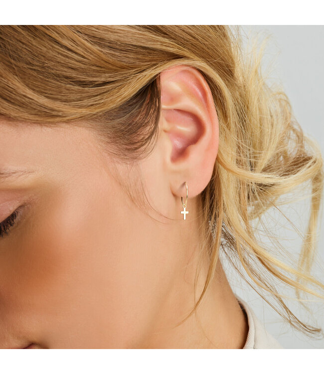 ROEMER oorringhangers 14k geelgoud kruis