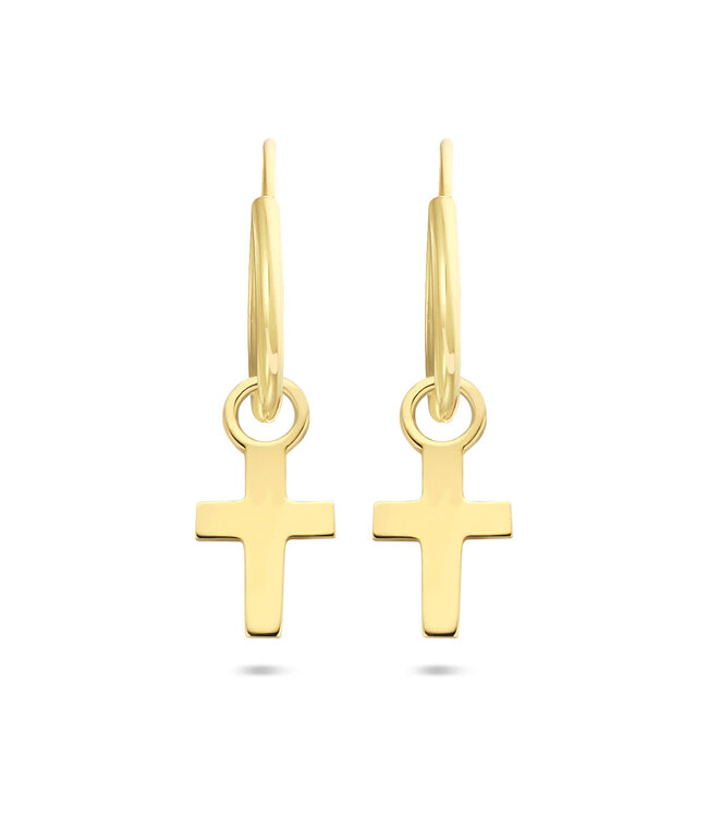 ROEMER Oorringen 14k geelgoud kruis