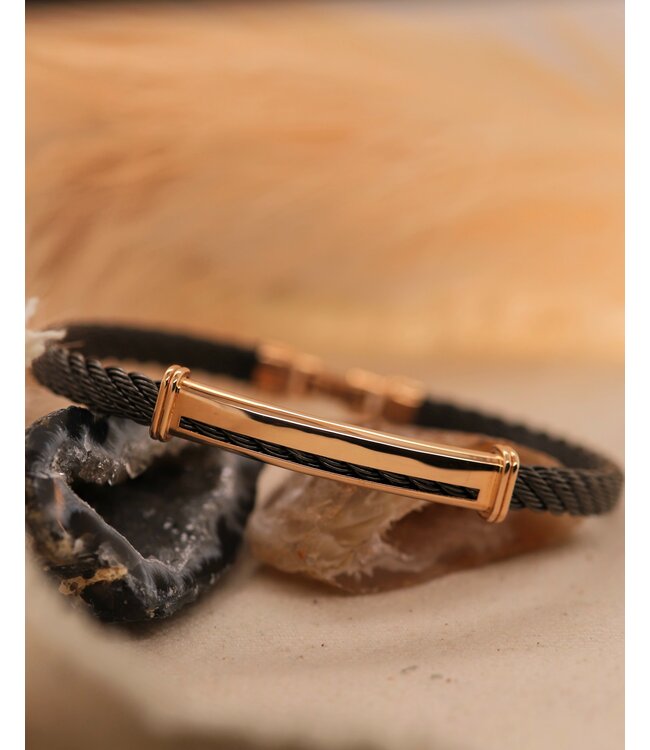 Borsari Herenarmband staal met 18k roségoud BR-OR04CTO 20cm