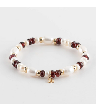 Y&G Y&G Armband Garnet, Granaat en Parels PSP0042
