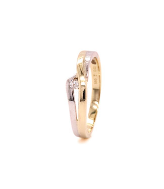 Passione Passione ring geel/witgoud 14k met 0.03ct diamant G/Si maat 57