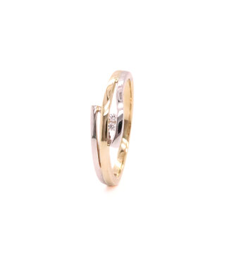 Passione Passione ring geel/witgoud 14k met 0.03ct. G/Si maat 57