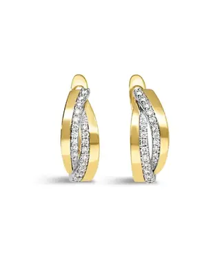 Passione Passione oorringen geel/witgoud 14k met 0.23ct diamant