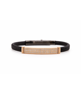 Borsari Borsari Herenarmband staal met 18k roségoud en diamant BR-AURUM04GBO 19cm