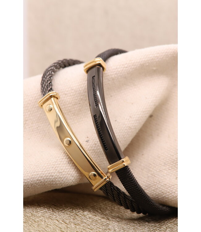 Borsari Herenarmband staal met 18k goud BR-IMPER04CY 19cm