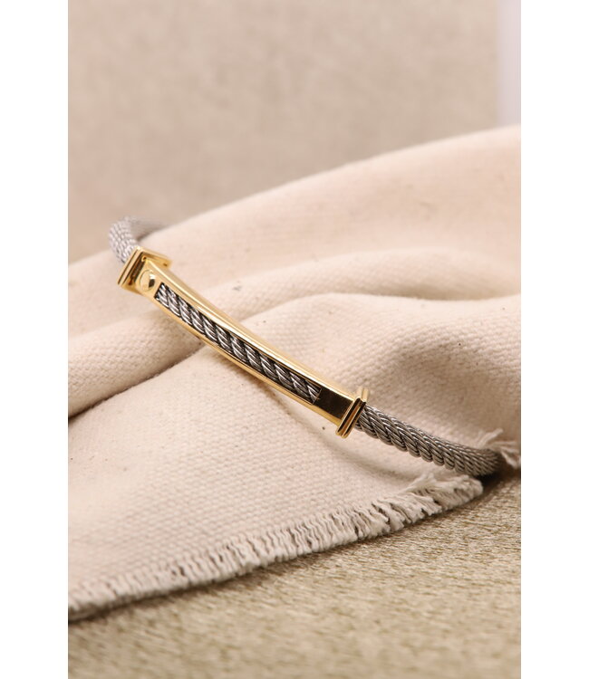 ROEMER herenarmband 18K geelgoud met staal 19.5