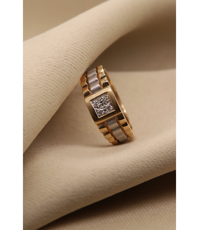 Roemer bicolor gouden herenring President 0.10ct. 40991 62