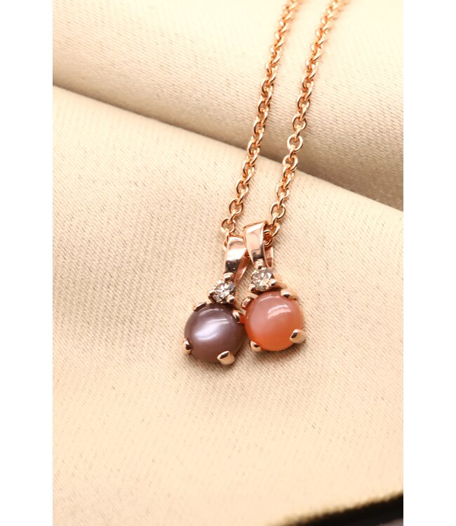 ROEMER by Bregje Hanger Solance 18k roségoud met oranje  maansteen en cognac diamant (0.15ct)