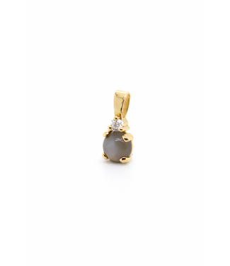 ROEMER by Bregje ROEMER by Bregje Hanger Solance 18k geelgoud met grijze maansteen en diamant (0.15ct)