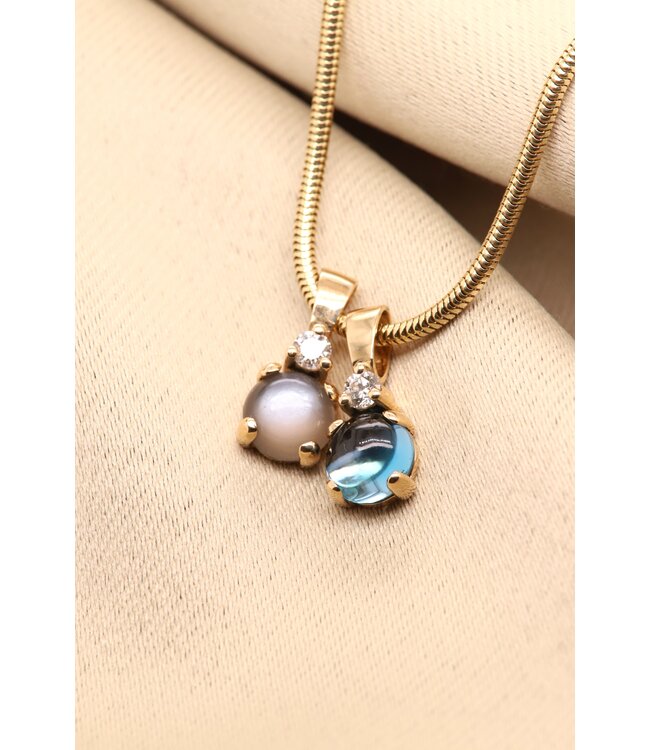 ROEMER by Bregje Hanger Solance 18k geelgoud met London Blue Topaas en diamant (0.15ct)