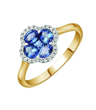 ROEMER ROEMER ring 18k geelgoud met saffier 0.93ct en diamant 0.10ct