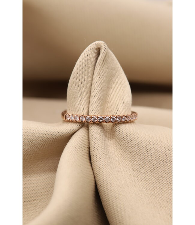 ROEMER ring 14k rosegoud alliance S met diamant 0.22ct 56