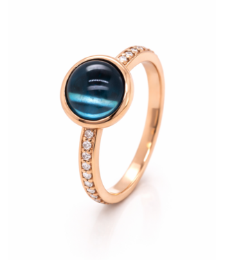 ROEMER by Bregje ROEMER by Bregje ring Single Bubble Diamond 18K roségoud met London Blue Topaas