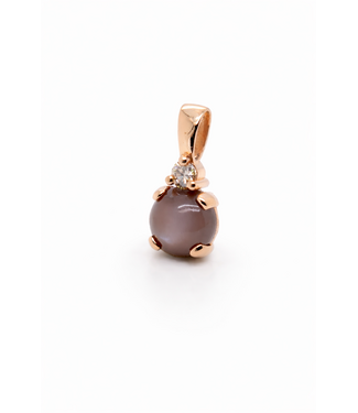 ROEMER by Bregje ROEMER by Bregje Hanger Solance 18k roségoud met roze maansteen en cognac diamant (0.15ct)