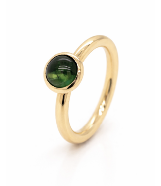 ROEMER by Bregje ROEMER by Bregje 18k geelgouden  ring Single Bubble met groene Toermalijn