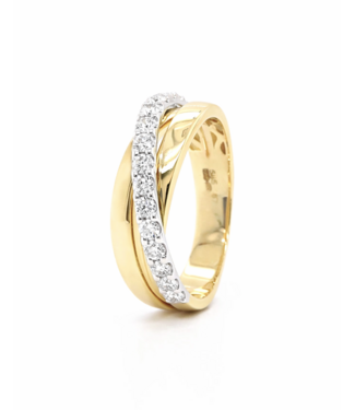 Passione Passione 14K geel- met witgouden ring gedraaid met diamant 0,67ct 57