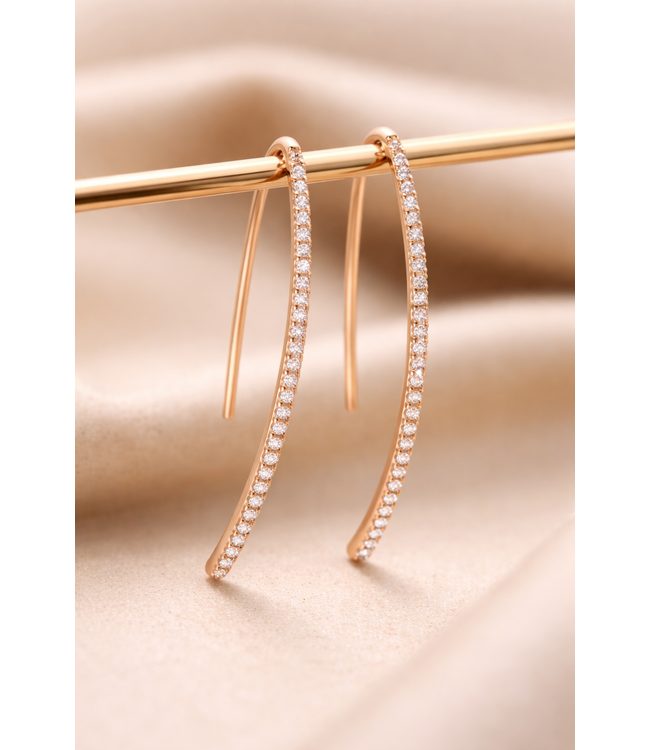 Noor oorhangers roségoud met diamant 0.26ct W/Si