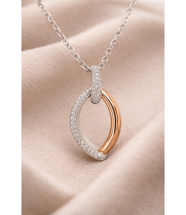 Positano roségouden collier & hanger 18K/70cm met 1.60ct briljant