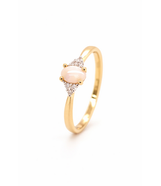 Passione Passione ring goud 14k met Opaal en diamant 0.07ct maat 56