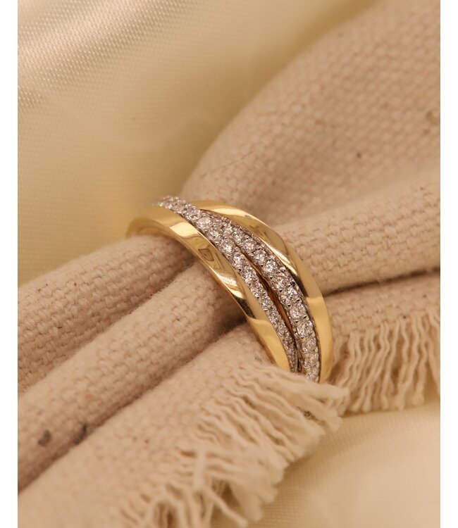 Passione 14K geel- met witgouden ring met diamant 0,35ct 56