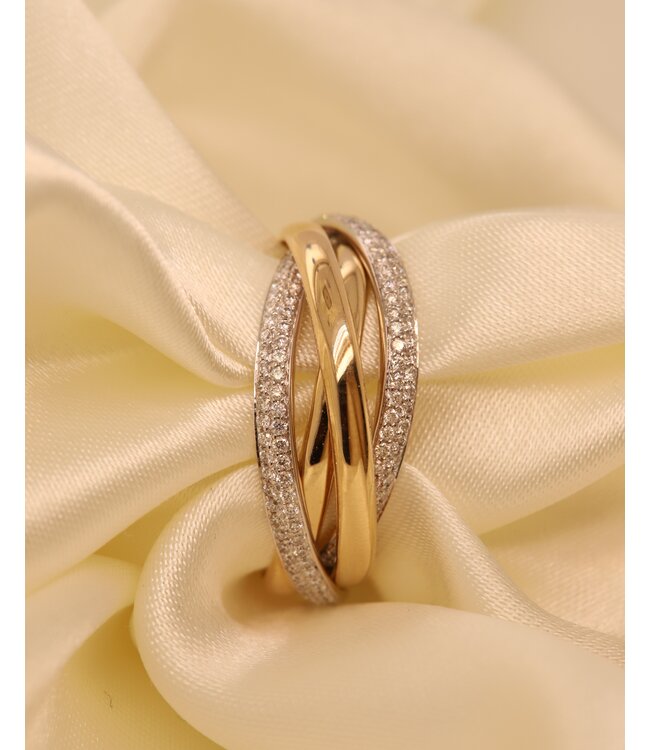 Passione 14K geel- met witgouden ring met diamant 0,36ct 55