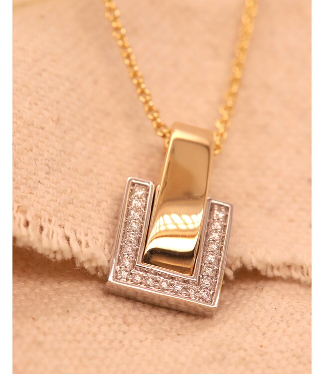 Passione hanger geel/witgoud met 0.17ct diamant