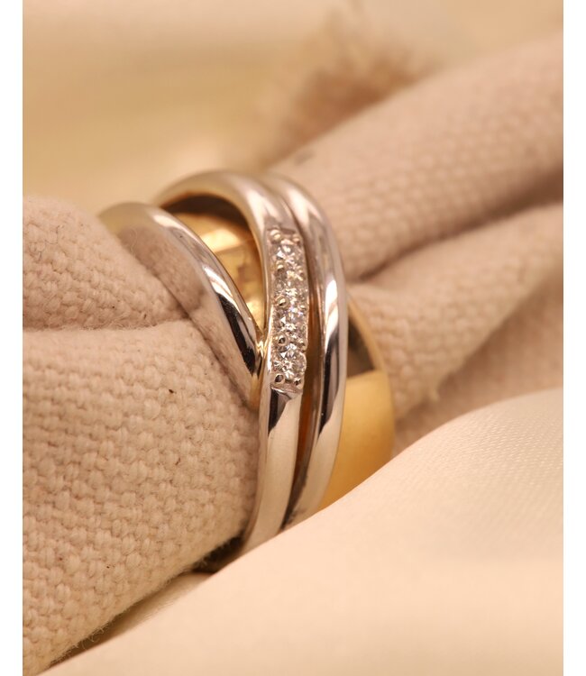 ROEMER Ring 14k geel- & witgoud met diamant maat 54