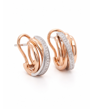 Positano Positano oorringen 18k rose en witgoud 0.12 ct. diamant