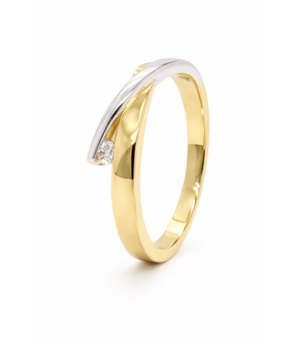 Passione Passione ring geel/witgoud 14k met 0.03ct G/Si maat 58